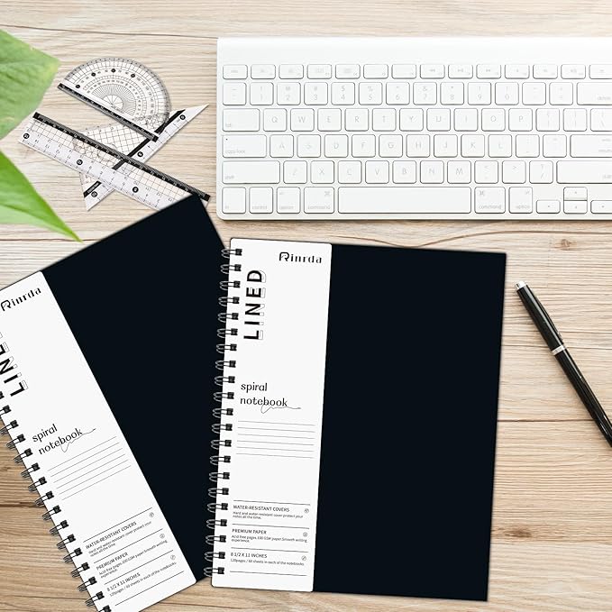 Large Lined Notebook Spiral Notebook 8.5" x 11" 8 Pack LINED Notebook 7mm Ruled Hardcover Notebook 120 Pages 100 GSM Thick Paper Notebook Hardcover Journal for School, Office,Study and Notes