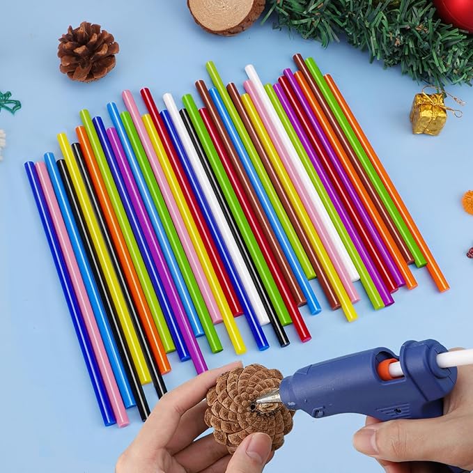 ENPOINT Colored Hot Glue Sticks, 8" Long x 0.27" Dia Mini Glue Sticks for Hot Glue Gun, Sealing Wax Sticks for Wax Seal Stamp Crafting DIY Art Repair, Mini Glue Sticks Bulk Classroom 36pcs