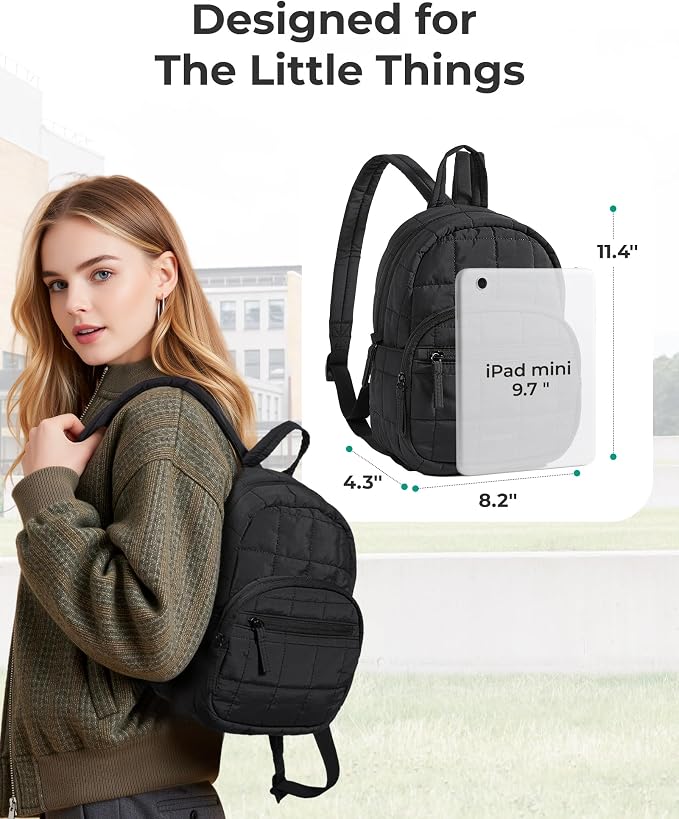 BAGSMART College Laptop Backpack, Mini Backpack for Women, Lightweight Small Backpack Purse, Bookbag for Work College, Water Resistant, Dark Mocha