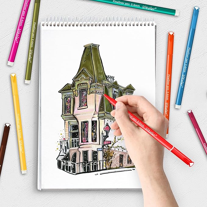 Vitoler Pens for Drawing Journaling,Planner,24 Pack 0.4mm,Colored Pens for Art Supplies Planner,Drawing,Journaling