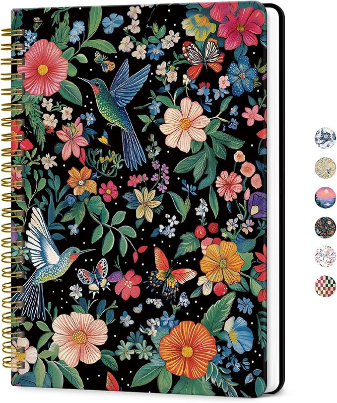 ZOTIA Lined Spiral Journal for Women, A5 Cute Hardcover College Ruled Notebook for Work, School & Note Taking, Aesthetic Writing Journal, 140 Pages (5.8" x 8.3"), Hummingbird