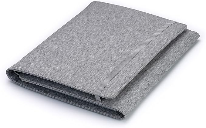 Folio Cover Compatible with Rocketbook Fusion, Panda, Everlast, Waterproof Fabric, Multi Organizer with Pen Loop, Zipper Pocket, Business Card Holder, fits A4 Size Notebook, Gray