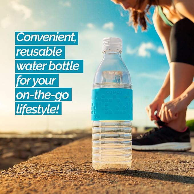 Copco Hydra 16.9oz Water Bottle, Set of 2 – BPA-Free Tritan Bottles with Leak-Proof Closure & Grip Sleeve, Lightweight Reusable Water Bottles for Travel, Gym, Office & Hydration (Blue)