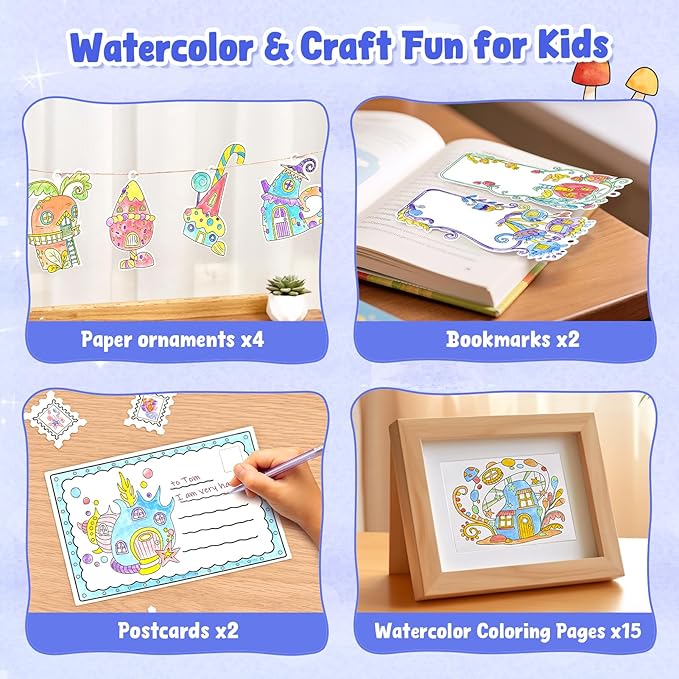 JoyCat Paint with Water Coloring Books for Toddlers, Watercolor Painting Sets for Kids Ages 3-5 4-8, Arts and Crafts Drawing Activities Toy Birthday Gifts for Boys Girls (Magic Playhouse)