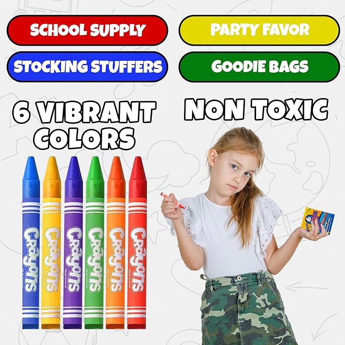 Bedwina Bulk Crayons Case of 480 6-packs Total 2880 Color Crayon Bulk School Supplies For Kids & Toddler, Teachers & Classroom, Nontoxic Travel Crayons Party Favors, Restaurants, Goody Bags Stuffers