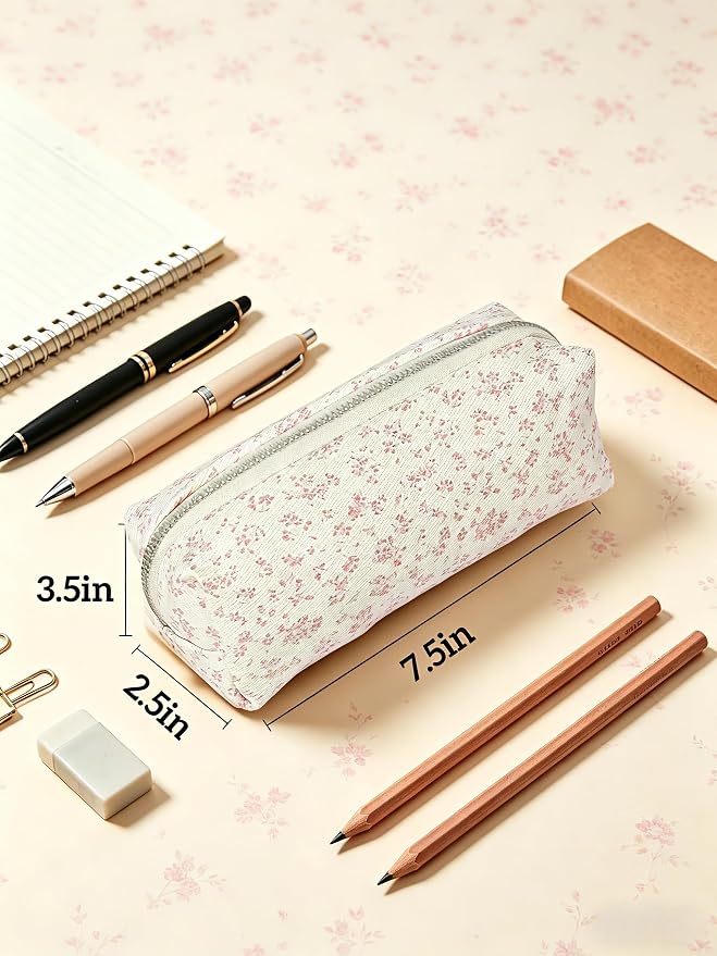 Pencil Case, Pencil Pouch for Women, Pencil Case Small, Pencil Pouch Aesthetic (Pink floral)