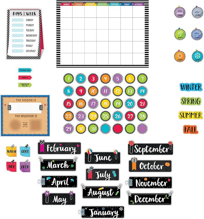 Creative Teaching Press Bold & Bright Calendar Set, CTP Bulletin Board and Classroom Display, 67 Pieces