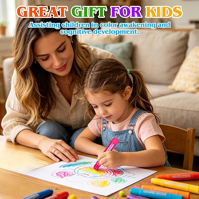 96 Pack Tempera Paint Sticks,24 Colors Non Toxic Solid Paint Sticks for Kids,No Mess,Quick Drying,Smooth and Washable Toddler Crayons,Works Great on Paper,Wood,Glass,Ceramic,Canvas