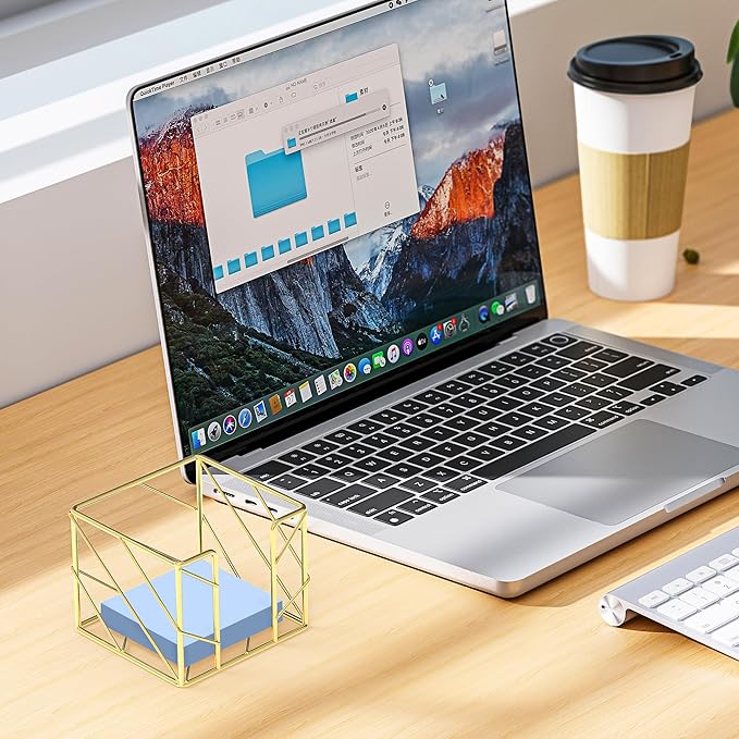 Gold Desktop Organizer - Multi-Functional Sticky Note Holder, Memo Note Cube for Office & Home, School, Desk Supplies