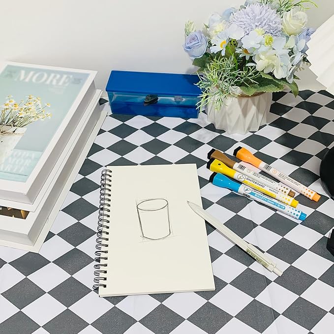 DSTELIN Blank Spiral Notebook, 1-Pack, Soft Cover, Sketch book, 100 Pages / 50 Sheets, 7.5 inch x 5.1 inch (Black)