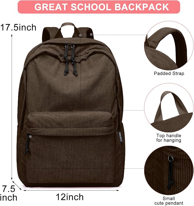 ZUBOND Backpack for School Girls and Boys, Lightweight School Bookbag for Teens, College Students Women & Men, Cute Large Laptop Backpack Fits 15.6 Inch Notebook