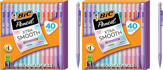 BIC Xtra-Smooth Pastel Mechanical Pencils with Erasers, Medium Point (0.7mm), Bulk Mechanical Pencils for School or Office Supplies, 40 Count (Pack of 2)