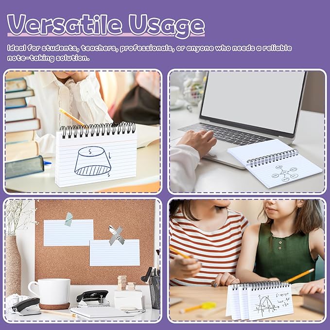 Tecmisse 200 PCS Index Cards, 3x5 Inches Spiral Bound Index Cards, Ruled Flashcards, White Notecards for Taking to Do List, School and Office Use (White)