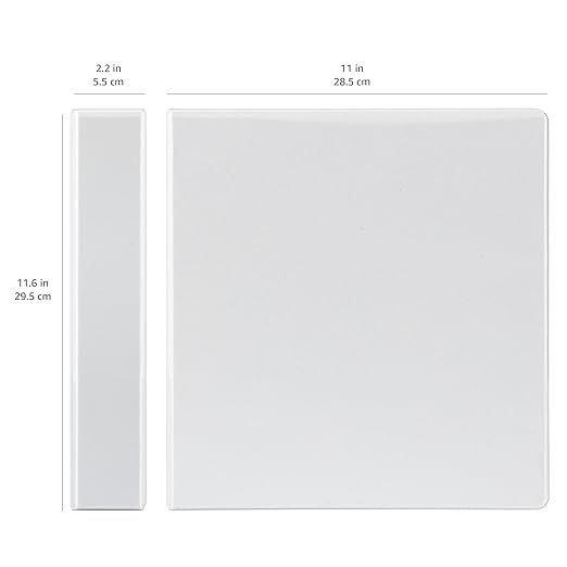 Amazon Basics 3 Ring Binders, 1.5 Inch D-Ring Organizer for School, Home Office, White, 4 Pack
