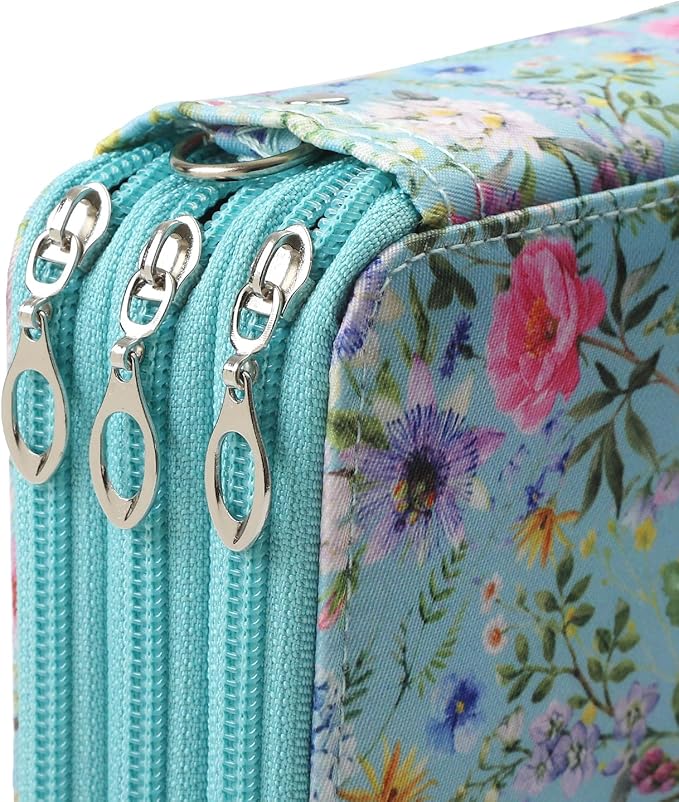 Portable Colored 72 Slots Pencil case Organizer with Printing Pattern for Watercolor Pens, Pencil Case Organizer for Artist
