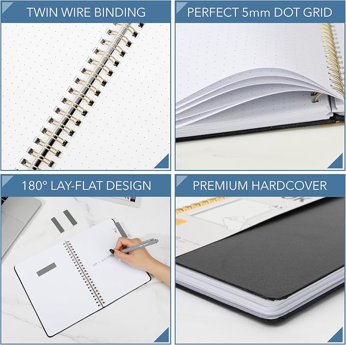 Mr. Pen- Dotted Spiral Journal Notebook Set, A5 (5.7"x7.9"), 160 Pages