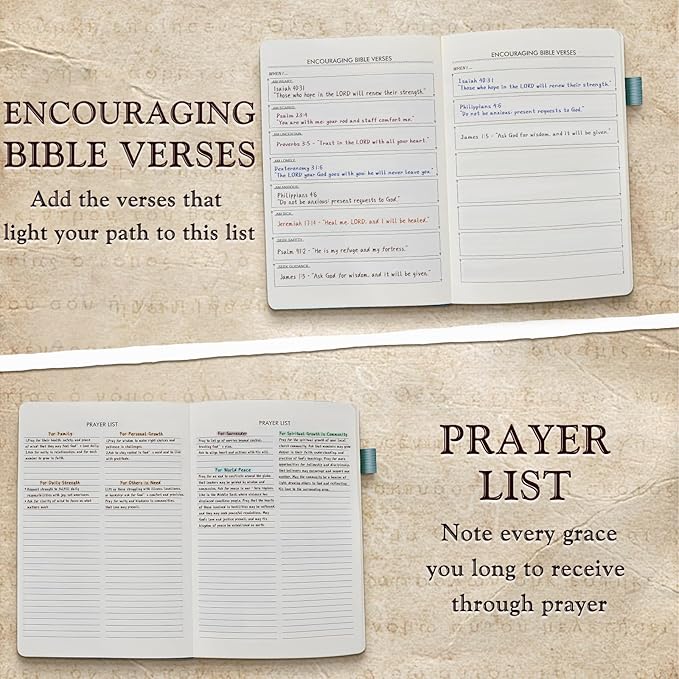 Leather Christian Bible Journal for Men, Prayer Journal for Scripture Study & Daily Devotional, Undated Church Notes Notebook, Jesus Religious Faith Gifts for Pastor, Graduation, Baptism, Aquamarine