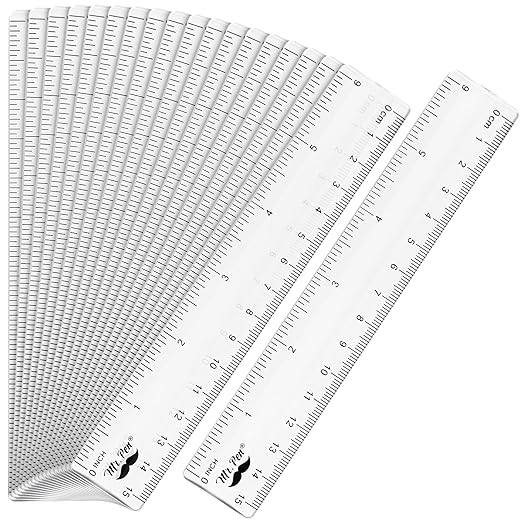 Mr. Pen- Bulk Plastic Rulers, 6 Inch, 18 Pack, Easy-to-Read Markings, Scratch-Resistant Design, Durable Clear Ruler for Crafting Office & School, School Supplies, Bulk Rulers Set, Measuring Tools