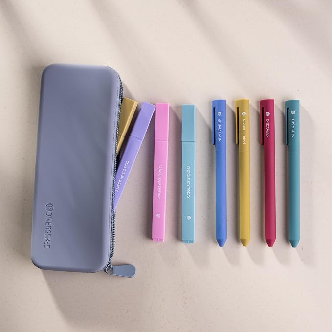 DIVERSEBEE Aesthetic Highlighters and Gel Pens, No Bleed (Create) | 8 Pack Pastel Bible Highlighters, Assorted Colors Cute Journaling Pens, Bible Study Supplies, Bible Markers