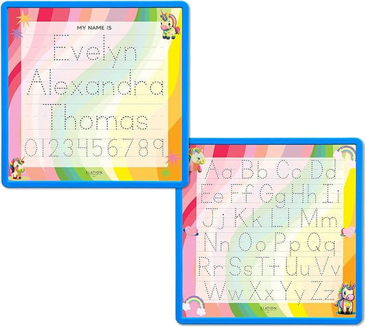 Kid's Name Tracing Board | Dry Erase Letter Tracing | Reusable Writing Practice Board | Personalized | Baby Unicorn Theme