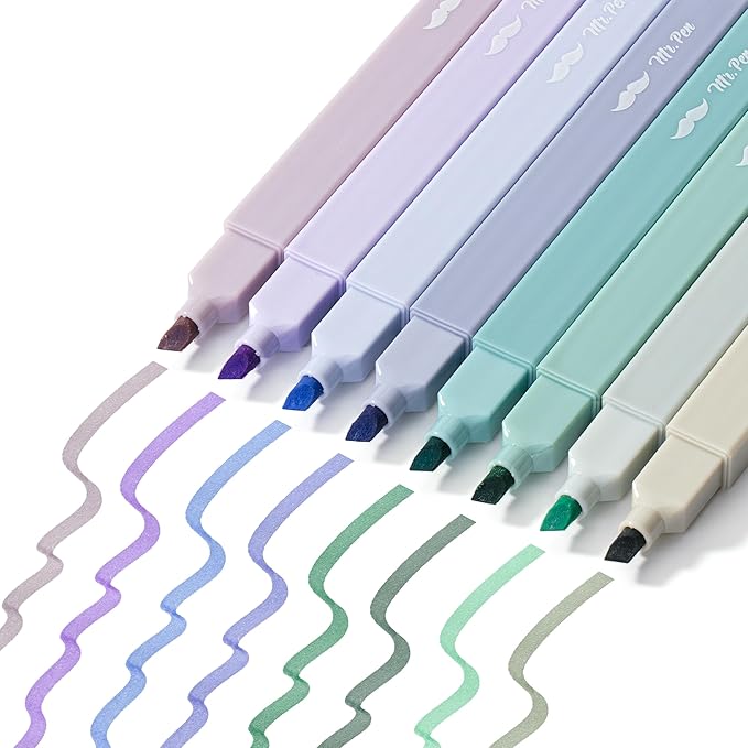 Mr. Pen- Aesthetic Highlighters No Bleed, 8 Pack, Pastel Colors, Chisel Tip, Cute Highlighters Assorted Colors for Journaling, Highlighting, Underlining, Fast Dry, Back to School Supplies