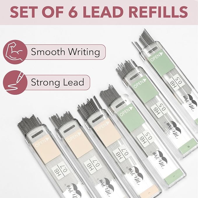 Mr. Pen- Mechanical Pencil Set with Lead and Eraser Refills, 6 Pack | 2 Sizes, 0.5 and 0.7mm, Sketching Pencils, Drafting Pencil, Drawing Mechanical Pencils