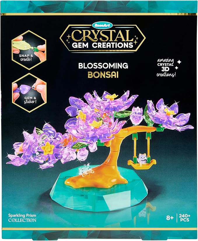 Cra-Z-Art Crystal Gem Creations Blossoming Bonsai Kit by RoseArt, 240+ Pieces, Great for Adults, Tweens and Children Ages 8+