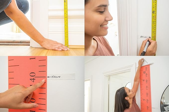 Growscroll Modern Kids Growth Chart for Wall - Unique Height Chart for Boys & Girls - Handcrafted Using Canvas & Hard Types of Wood - Makes A Great Collectible Or Family Heirloom - Khaki