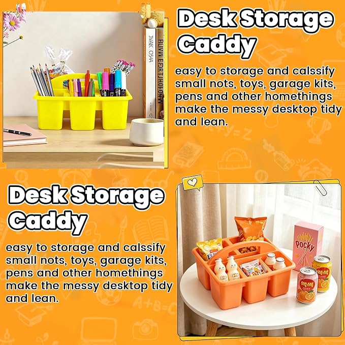 6 Pack Large Colorful Back-to-School Classroom Caddy | Plastic Caddy with Name Tags, Cards & Ribbons Back-to-school, Teachers, Classroom Organization & Group Activities
