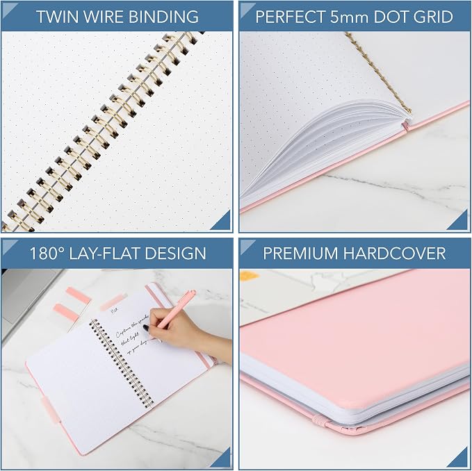 Mr. Pen- Dotted Spiral Journal Notebook Set, A5 (5.7"x7.9"), 160 Pages