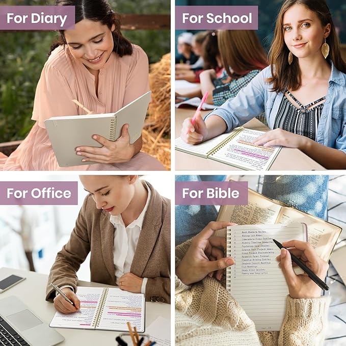 ZOTIA Lined Spiral Journal Notebook for Women, A5 College Ruled Journals for Writing, Hardcover Notebooks for Work, Note taking and Office School Supplies,140 Pages - Purple