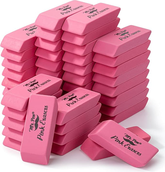 Mr. Pen- Pink Pencil Eraser Bulk, 48 Pack