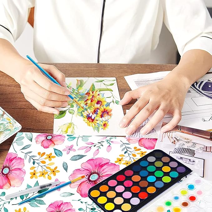 Paint Set, 48 Colors Non-toxic Watercolor Paint with a Brush Refillable a Water Brush Pen and Palette, Washable Water Color Paints Sets for Kids, Adults，and Artists