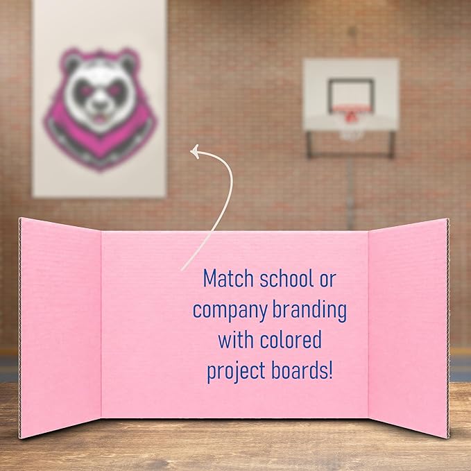 Flipside Products 18" x 48" Pink Project Boards, Pack of 24, Trifold, Presentation Board, DIY Projects, Small Display, Science Fair, Classroom, Clubs, 4H, Graduation