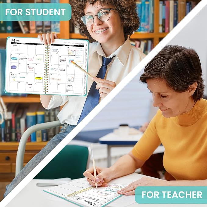 Planner 2026-2027 for Women & Men, Set of 3, Academic Monthly and Weekly Calendar Planner, Jul 2026 - Jun 2027, A5 (6.3" x 8.5"), Teacher Student Planning Book with Tabs, Ideal for Office School Supplies - 3 Aquamarine