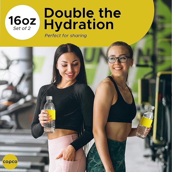 Copco Hydra 16.9 oz Water Bottle, Set of 2 – Leak Proof, BPA Free Tritan, Dishwasher Safe, Twist-Open Body, Non-Slip Silicone Grip, Ideal for Gym & Office & Outdoor Activities (Yellow)