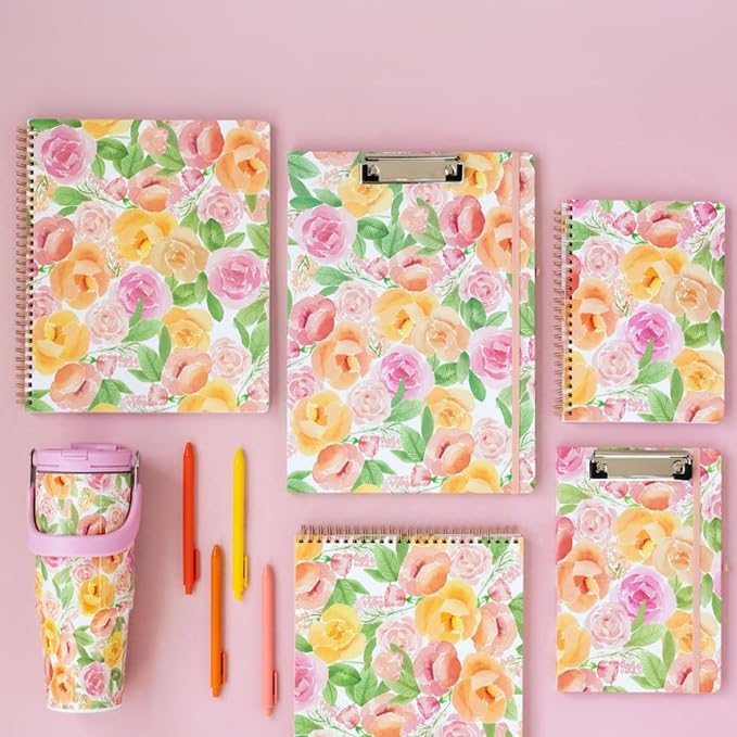 Steel Mill & Co. Large Top Spiral Notebook, Watercolor Posey Floral