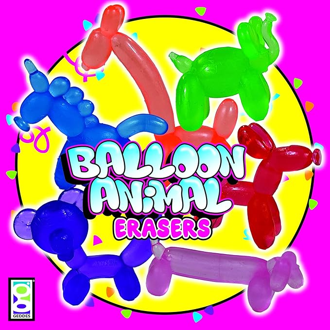 Raymond Geddes Balloon Eraser Animals Tub of 24, (71633) (Pack of 12)