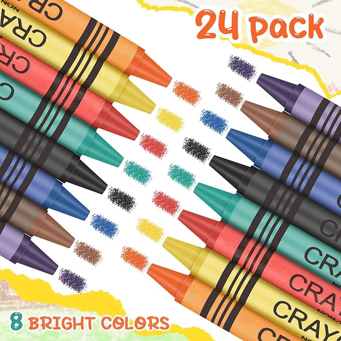 MotiMind 48 Pack End of the School Year Gifts 8 Different Color Crayons Bulk for Students Preschool Kindergarten Graduation Gift Assorted Colored Crayons Toddlers Kids Classroom Party Supplies
