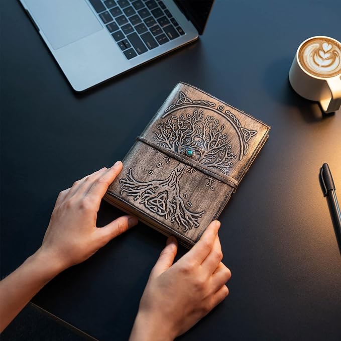 Leather Journal Refillable Lined Paper Tree of Life Handmade writing Notebook Diary leather Bound Daily Notepad for women and men Writing pad for Artist Sketch