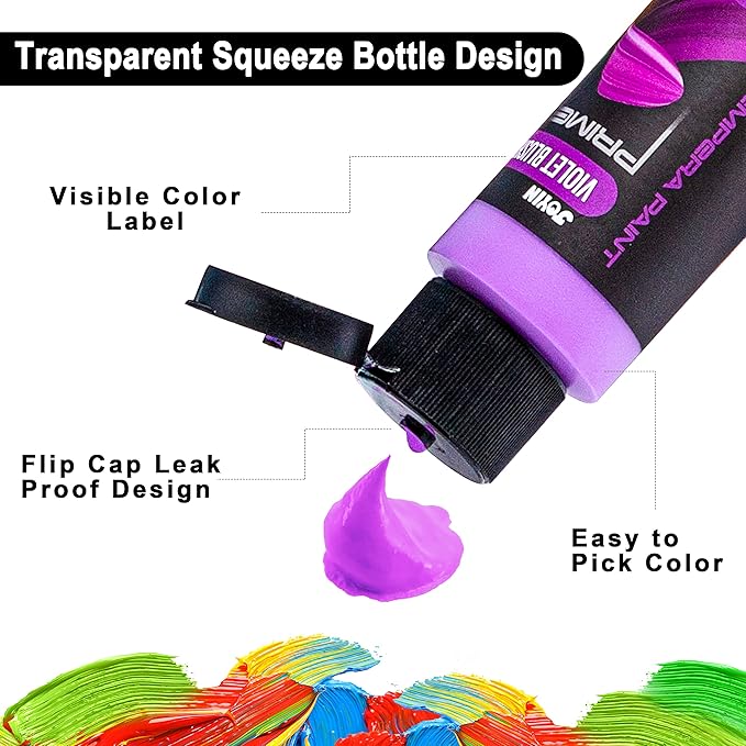JOYIN Washable Tempera Paint Set for Kids 12PCS, Non Toxic Liquid Paint with 6 Brushes and 2 Palettes - Art Supply for Kids for Arts and Crafts Project, Finger Painting (2 oz Each), Easter Basket Stuffers