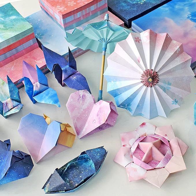Origami Paper Kit for Kids Adults, 400 Sheets Starry Double-Sided Square Origami Paper for DIY Decoration, Craft Paper, Scrapbook Decor, Folding Crafts (3.74*3.74in)