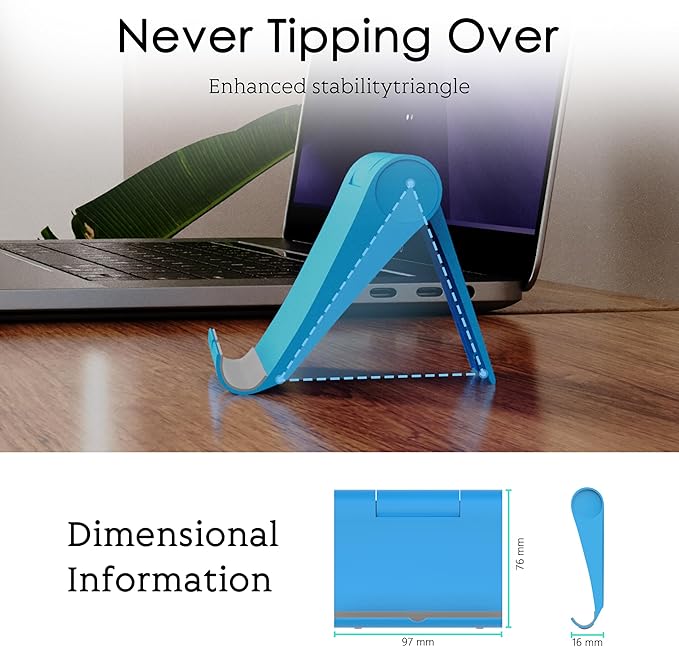 Cell Phone Stand for Desk, Foldable and Adjustable Multi-Angle Holder Dock, Universal Compatibility for Most Phone and Tablet, Portable and Sturdy Design for Office and Home (Blue)