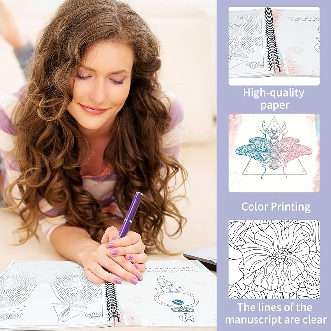 Kalysky Adult Coloring Book for Women,2Pack Mindfulness Coloring Books for Adults Relaxation Anxiety and Depression,Spiral Bound,Relaxation Arts and Crafts for Women