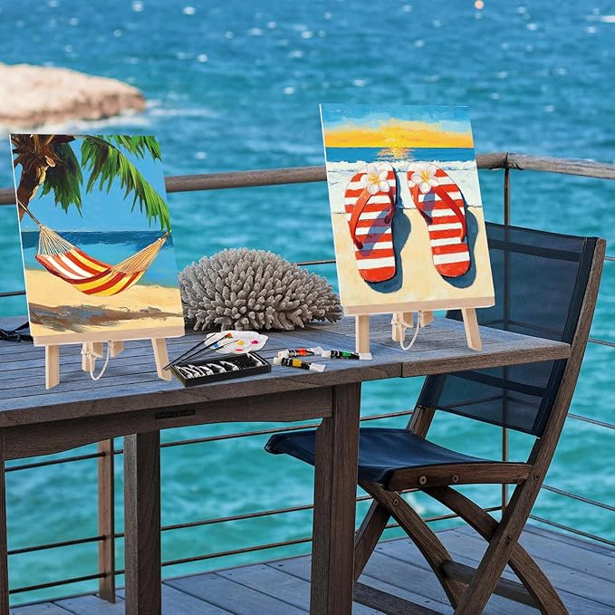 Cholemy 36 Pcs Paint and Sip Kit for Adults 8''x10'' Pre Drawn Canvas for Painting DIY Afro Acrylic Painting Kit Wood Easel Brushes Date Night Bulk for Father's Day Party Gifts(Hawaii)