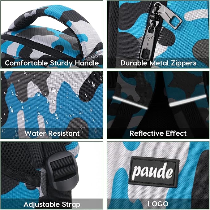 17 inch Backpack for Men,College Backpack School Bookbag for Teens,Travel Laptop Bookbag with USB Port and Headphone Hole,Camouflage Blue