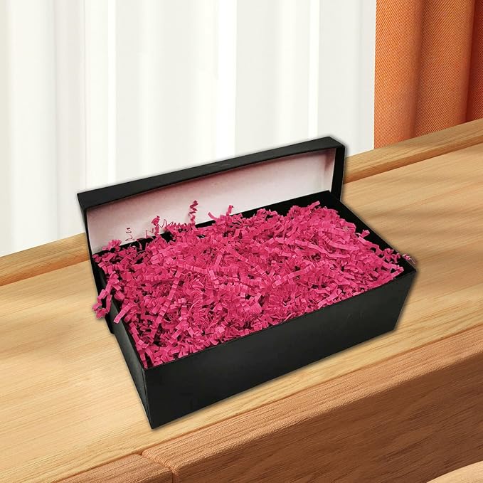 Tisspoms 1LB Hot Pink Crinkle Cut Paper Shred Filler, Paper Shreds for Basket Fillers, Birthday, Gift Wrapping, Anniversary, Wedding, Halloween, Valentine's Day, Christmas Gift Decor Party Filler