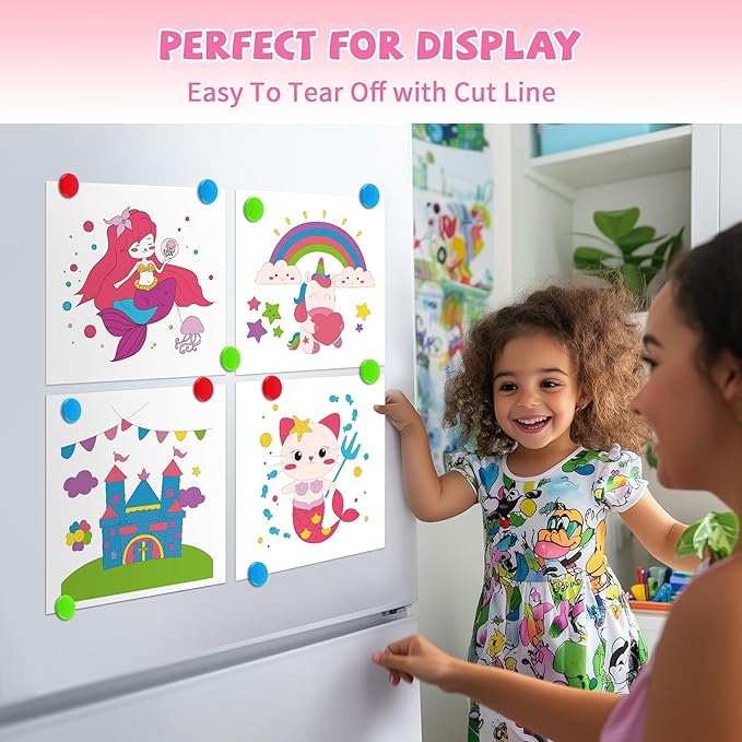 Gocozer 2PCS Paint with Water Books for Kids, Unicorn & Mermaid Watercolor Paint Book Set for Kids,Toddlers Water Color Coloring Painting Drawing Set,Mess Free Toys Gifts for Girls Age 3 4 5 6 7 8
