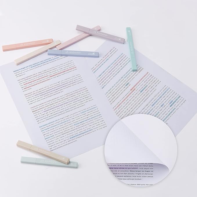 Alohaster HPSIZEE Aesthetic Cute Highlighters Mild Assorted Colors With Soft Chisel Tip, No Bleed Dry Fast Easy to Hold, for Journal Bible Planner Notes School Office Supplies, 6 Pack - Happiness
