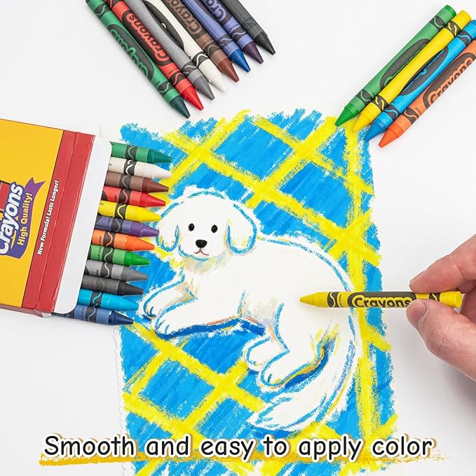 Crayons 12 Colors of 6-Pack (72 Crayons) for Coloring Books Individually Wrapped, Art Supplies for Coloring